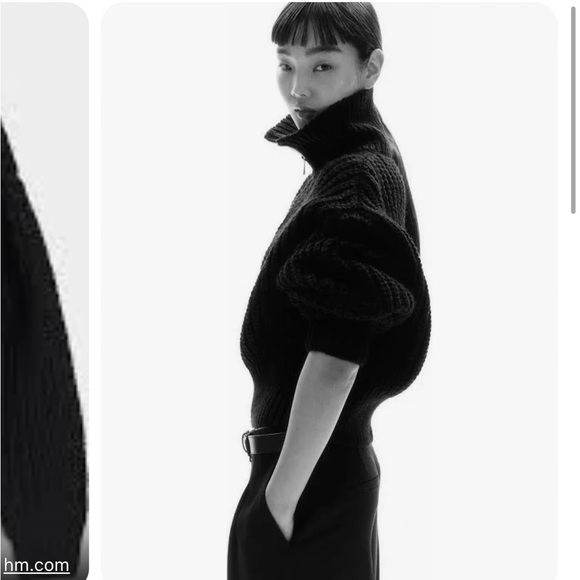 H&M Black Chunky Knit Half-Zip Sweater Size XS - Picture 7 of 11